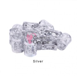 Inele din metal pentru codite afro RNG11 Silver, Set 20 bucati